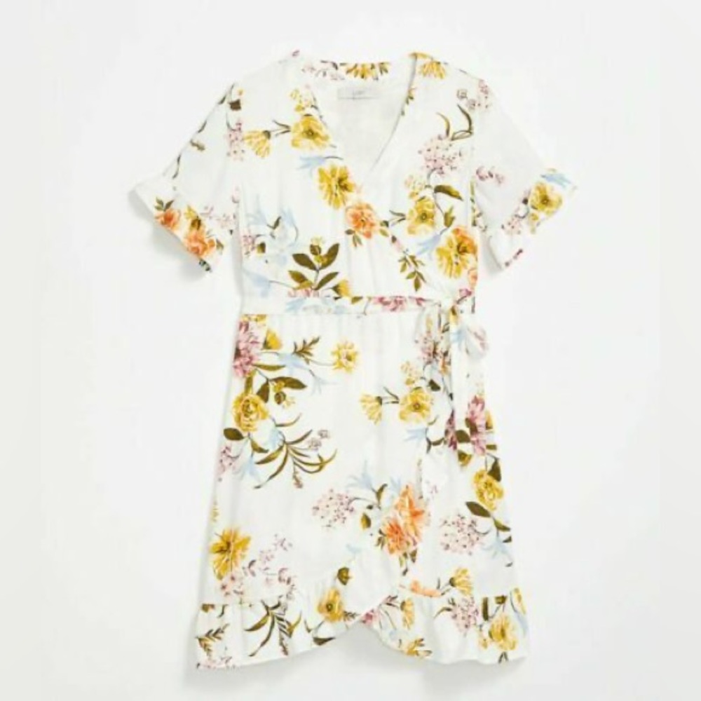 Loft Floral Flutter Wrap Dress